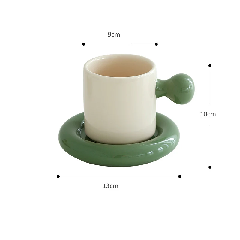Small Ball Handle Mug Retro Color Matching Coffee Cup. Enjoy your coffee in style with this comfortable and colorfully d