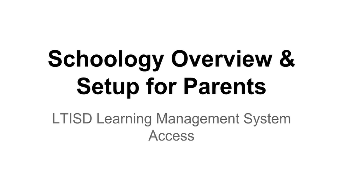 Parent Schoology Setup