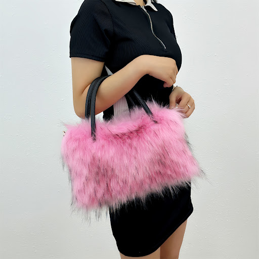 Title 4, European and American Square Plush Bag with Fau...