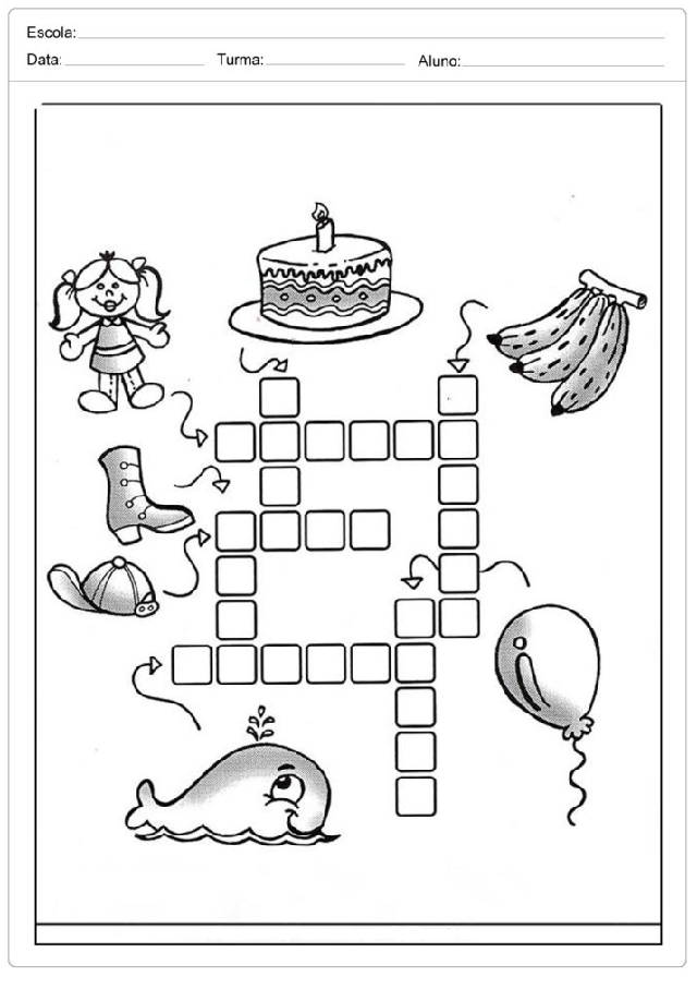 Palavras cruzadas para imprimir educação infantil
