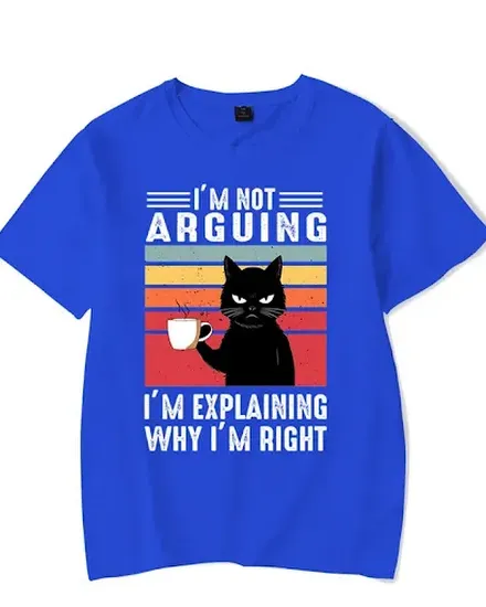 Black Cat I’m Not Arguing Graphic T Shirts Funny Cat Coff... - 1