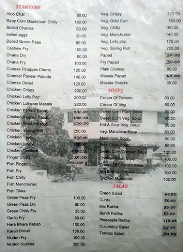 Hotel Muktangan menu 