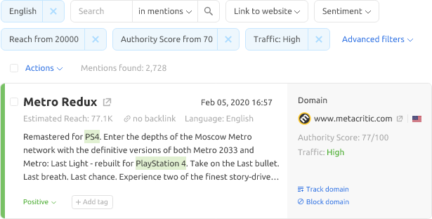 SEMrush brand monitoring tool