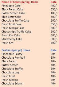 The Cake Xpress menu 1