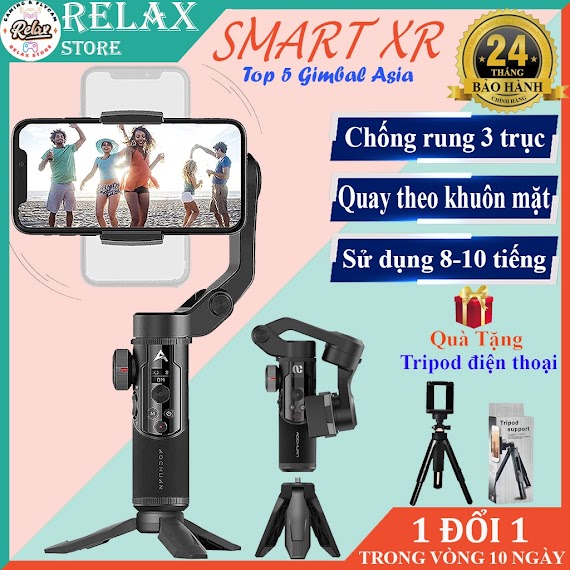 Gimbal Quay Phim Chống Rung Điện Thoại Smart Xr - Kết Nối Bluetooth - Điều Hướng 4 Chiều - Hỗ Trợ Tất Cả Các Điện Thoại