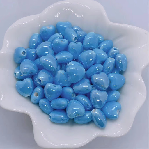 Title 6, Small Heart Ceramic Beads, Loose Beads, Handmad...