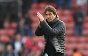 Tottenham Hotspur manager Antonio Conte applauds fans after the Premier League match against Southampton at St Mary's Stadium in Southampton on March 18 2023.