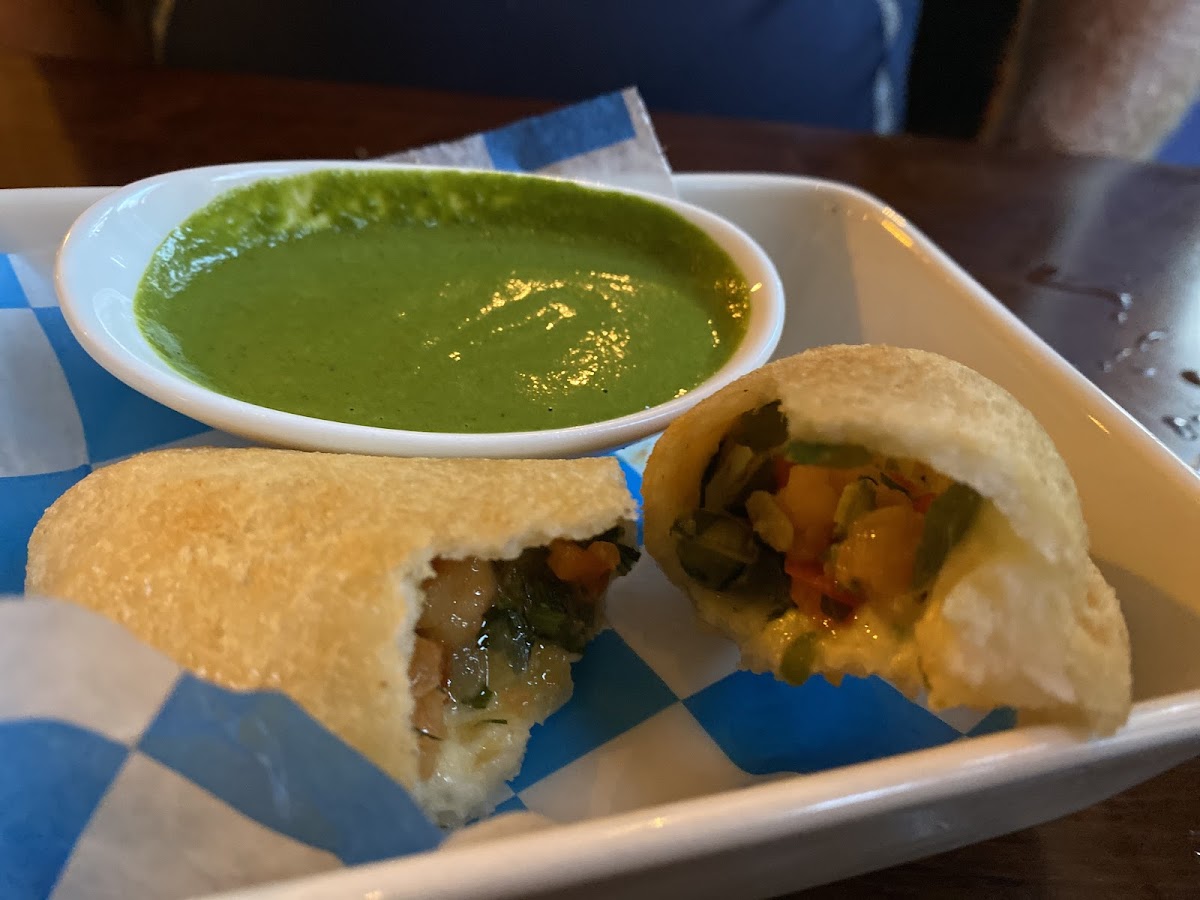 Shrimp Empanadas with cilantro crema. The crispy and softness of the crust was unbeatable!