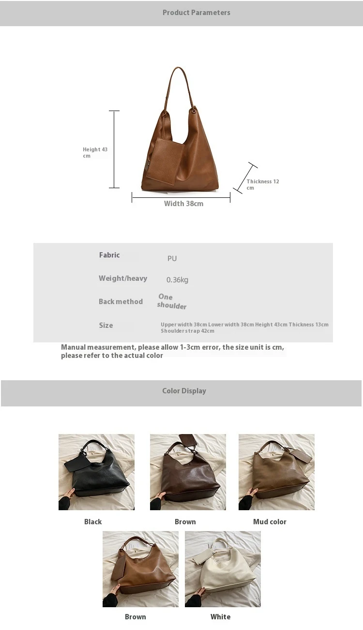 Title 2, Casual retro schoudertas met grote capaciteit, ...