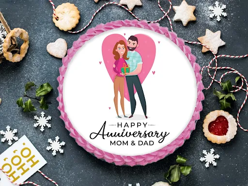 Happy Anniversary Mom & Dad Photo Cake