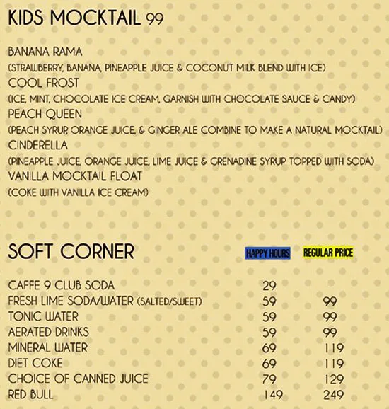 Caffe 9 menu 