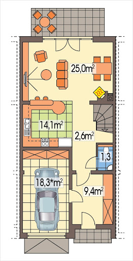 Hubert 2 segment środkowy - Rzut parteru