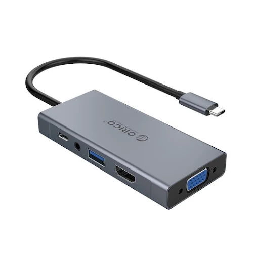 Hub Type C sang HDMI/VGA/Audio/USB 3.0/ PD Orico MC-U501P-GY