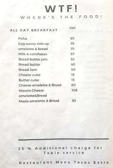 White Negro menu 