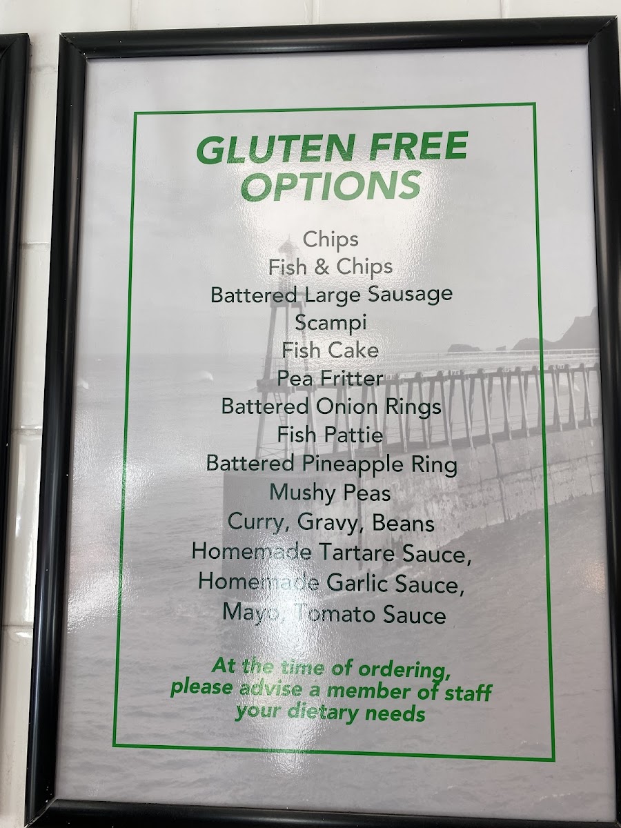 Robertson's Fish and Chip Restaurant gluten-free menu