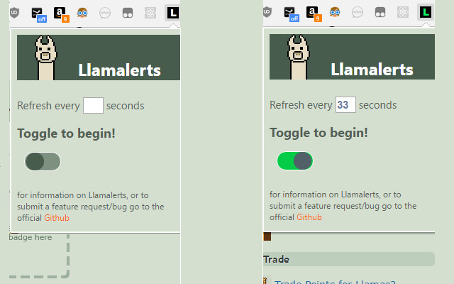 Llamalerts chrome extension