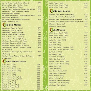 Go Veg menu 