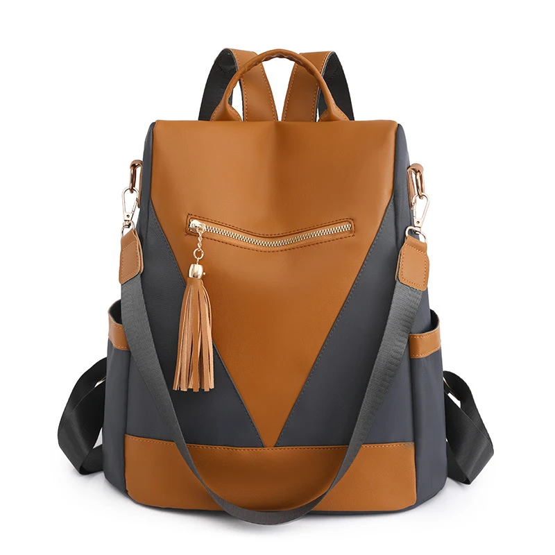 Mochila Casual Patchwork de Gran Capacidad con Contraste de Color para un Estilo Moderno y Funcional, Perfecta para el Día a Día