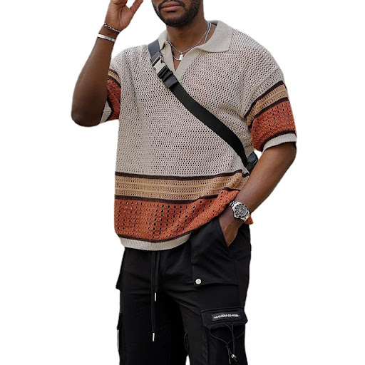 Title 4, Summer new woolen short-sleeved T-shirt knitwea...