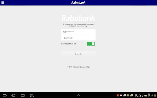 Rabobank Mobile Banking Tablet