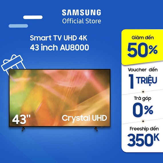 [Mã Elbau4 Giảm 4% Đơn 500K] Smart Tivi Samsung Crystal Uhd 4K 43 Inch Ua43Au8000Kxxv - Miễn Phí Lắp Đặt