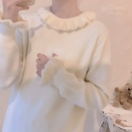 Title 6, Milk White Fringe Hooded Sweater, a cozy and st...