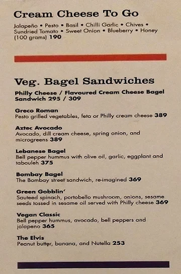 The Bagel Shop menu 