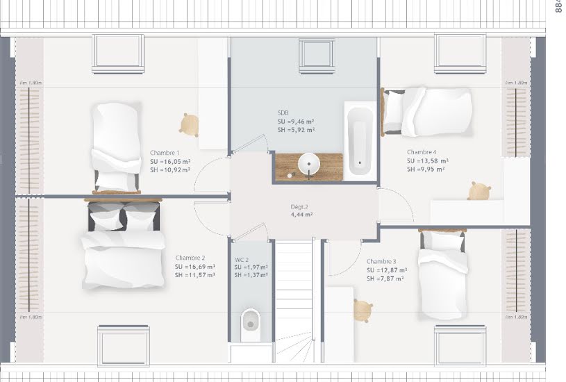  Vente Terrain + Maison - Terrain : 475m² - Maison : 110m² à Vaux-sur-Seine (78740) 