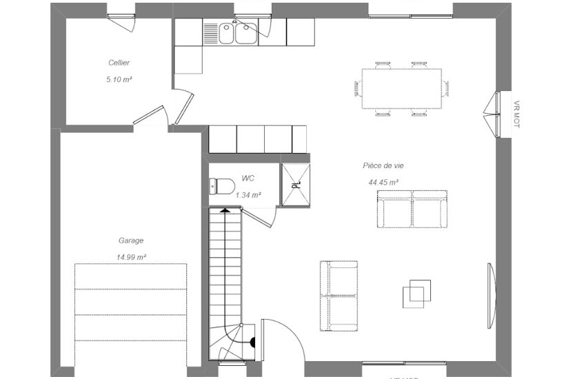  Vente Terrain + Maison - Terrain : 746m² - Maison : 110m² à Saint-Antoine-du-Rocher (37360) 