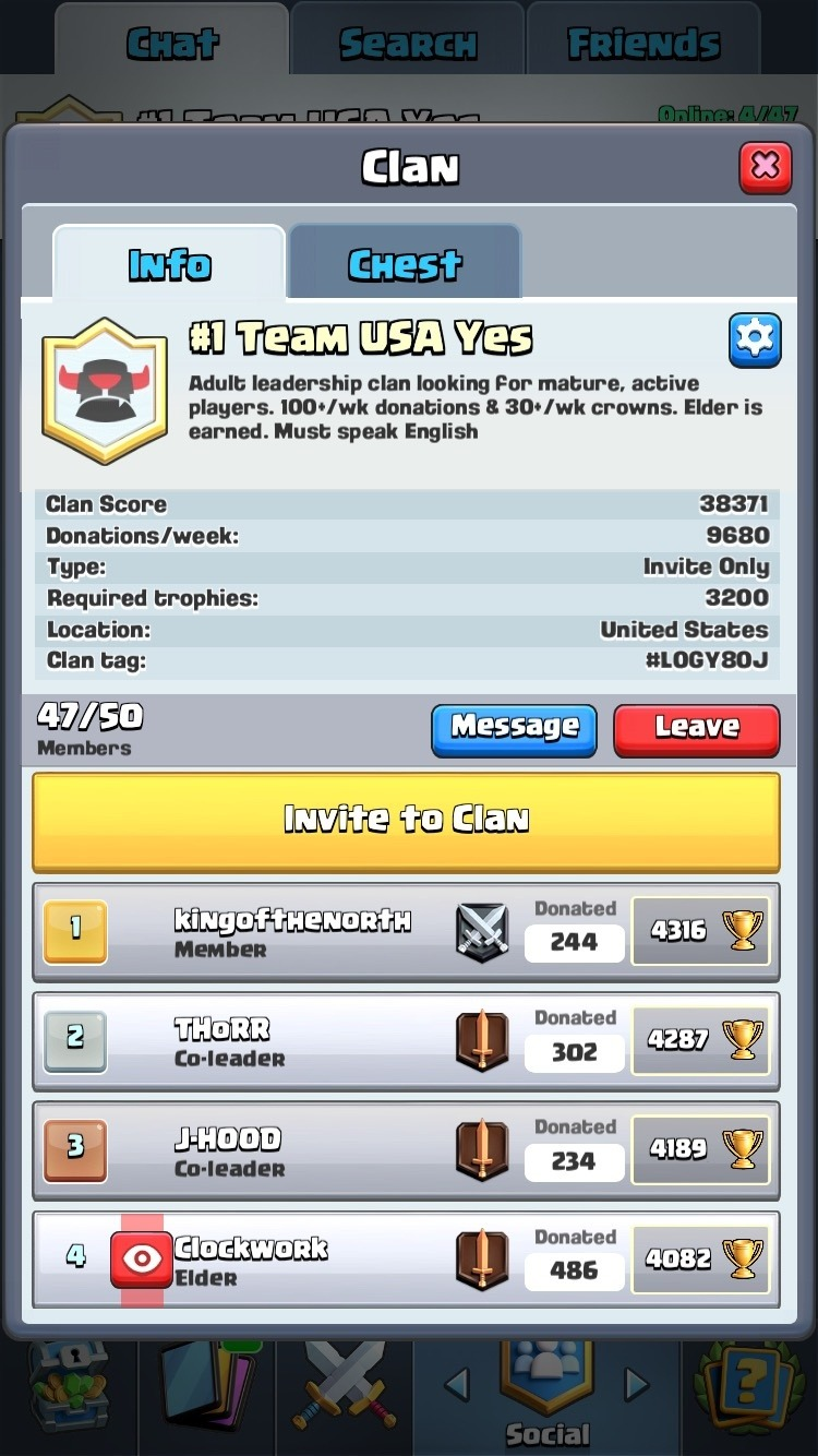 Join a clan to get Legendary cards in Clash Royale