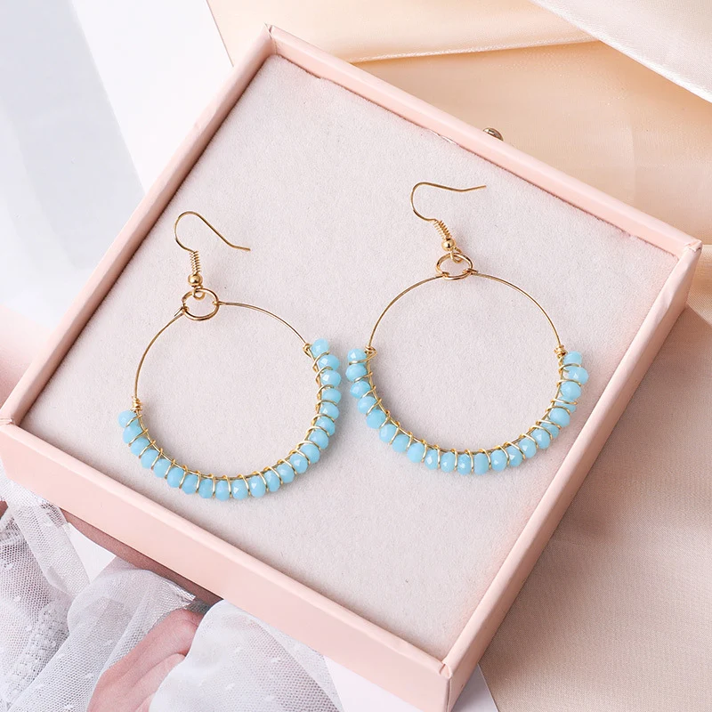 Pendientes Redondos Geométricos Simples de Vidrio Hueco Retro para un Look Elegante y Versátil. Ideales para Cualquier Ocasión.