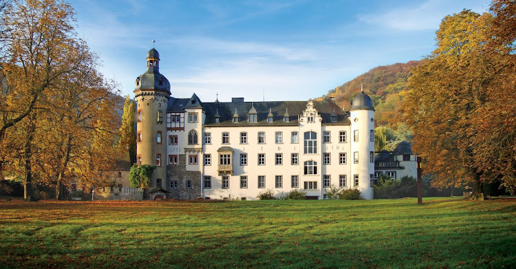 Schloss Burg Namedy, the home of Princess Heide von Hohenzollern, in Andernach, Germany, built in the 14th century along the Rhine River.