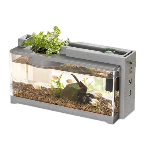Mini Fish Tank Betta Aquarium Starter Kits Mute Water Flow Filter Micro Landscape Fish Tank Office Desktop Decoration Dr