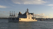 HMNZS Aotearoa departs to provide disaster relief and assistance to Tonga after a volcanic eruption and tsunami, from Auckland, New Zealand, January 18, 2022.