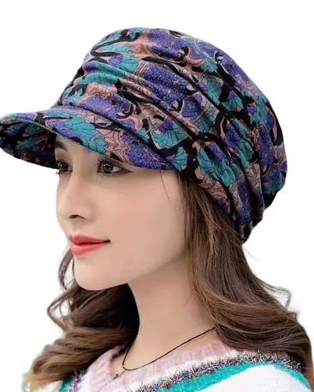 Women Hat Short Brim Warm Foldable Earflap Women Cap Ethn... - 2