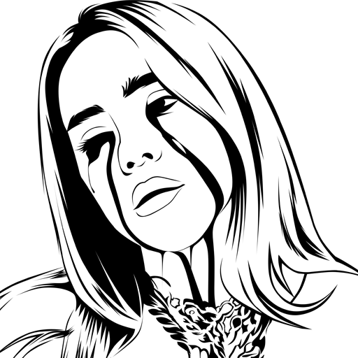 Billie Eilish Drawing Easy Black And White