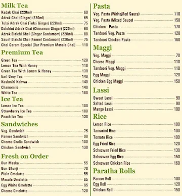 Chai Garam menu 