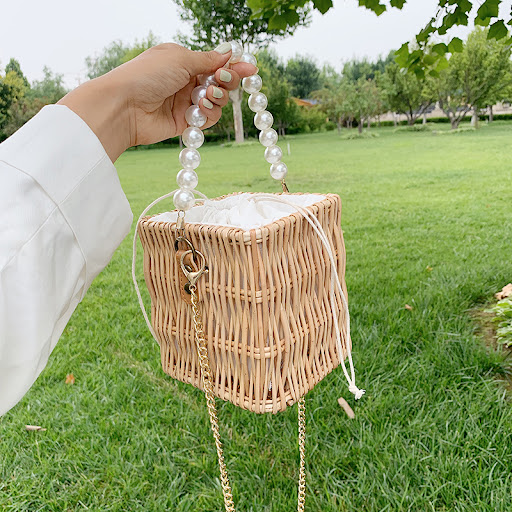 Title 6, Womens Pearl Woven Crossbody Bag A stylish and...