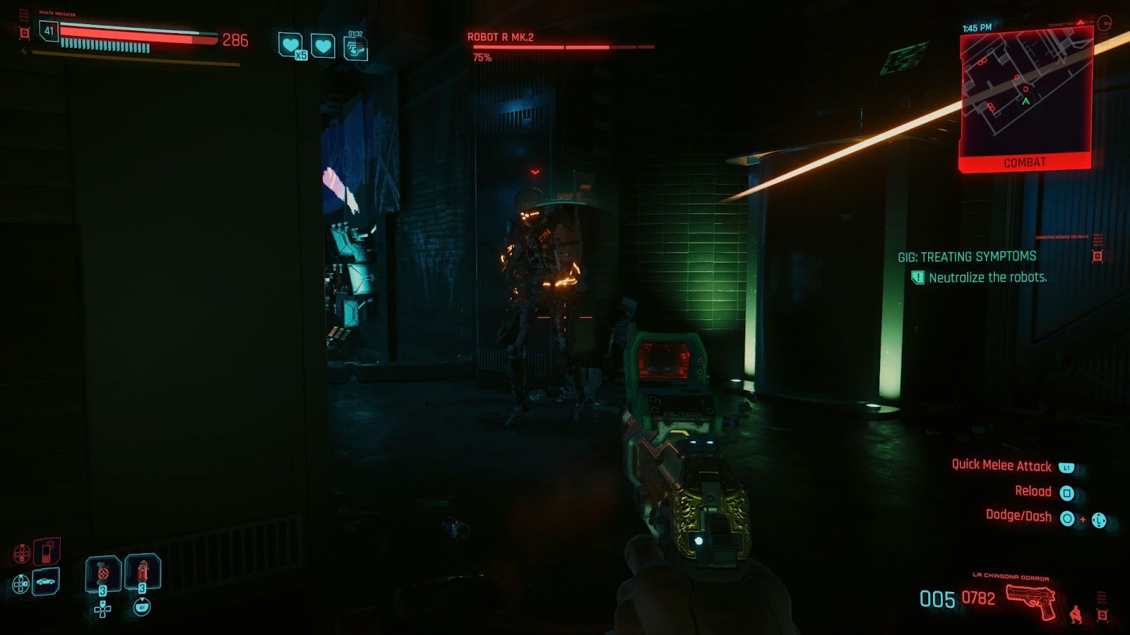 An in game screenshot of robots found in the Voodoo Boys base from the game Cyberpunk 2077. 