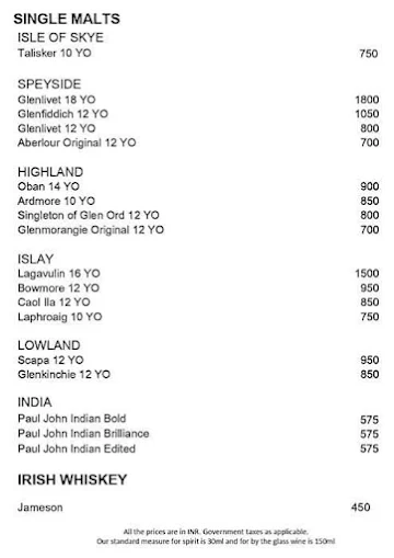 Blue Terrain - Novotel menu 