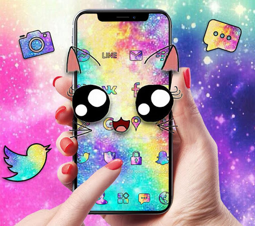 Galaxy Cute Kitty Sparkle Theme