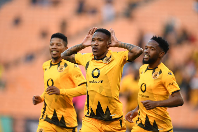 Kaizer Chiefs' Pule Mmodi celebrates scoring a goal in their DStv Premiership match against AmaZulu at FNB Stadium on Saturday.