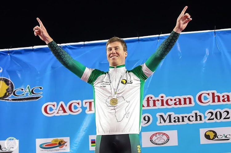 Wikus Myburgh celebrates at the African Championships in Cairo earlier in 2023. Picture: SUPPLIED