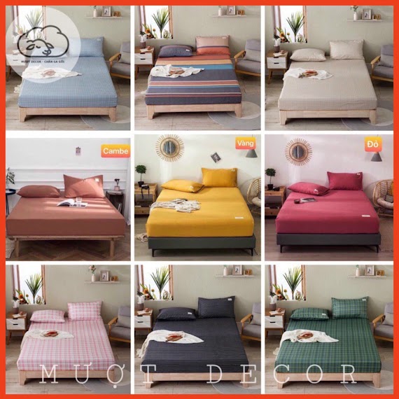 Bộ Ga Gối Cotton Tici Đủ Size Đệm Cotton Đũi Kẻ Và Trơn Màu Chăn Ga Gối Hàn Quốc Mượt Decor