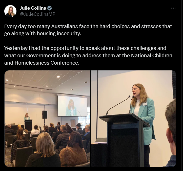 Minister Julie Collins at National Children and Homelessness Conference