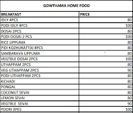 Gowthama Home Food menu 1