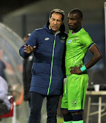 Roger de Sa of Platinum Stars during the Telkom Knockout match between Maritzburg United and Platinum Stars at Harry Gwala Stadium on October 27, 2017 in Pietermaritzburg.