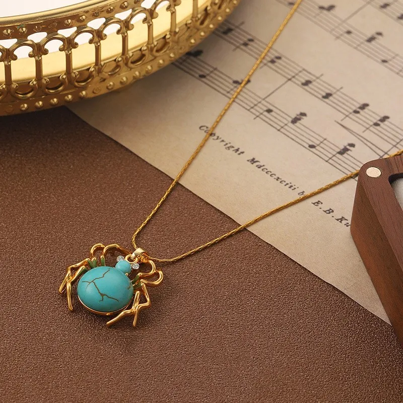 Collar Vintage Araña Turquesa para Mujer Elegancia Única Joyería Artesanal Regalo Perfecto Diseño Exclusivo Acabado Brillante Atrae Miradas
