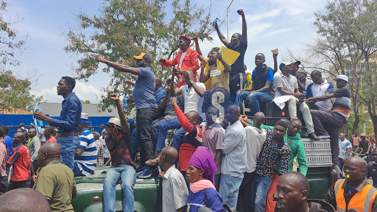 Kisumu residents protesting high cost of living on March 10, 2023.