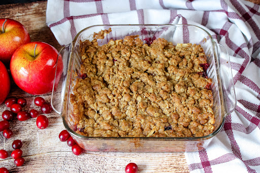 Apple Cranberry Crisp baked until golden brown.